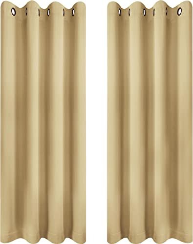 Utopia Bedding Blackout Curtains Grommet 2 Panels [Grey White, 46W x 54L Inches] Thermal and Sound Insulated Drapes for Bedroom and Living Room (117x137 cm)