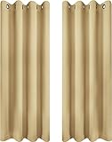 Utopia Bedding Cortinas Blackout Grommet 2 Paneles [Beige, 140cm x 175cm] Cortinas Térmicas y Aislamiento Acústico para Dormitorio y Salón