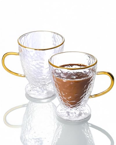 Juego de 2 tazas de vidrio con doble pared, 12 onzas miniatura 1