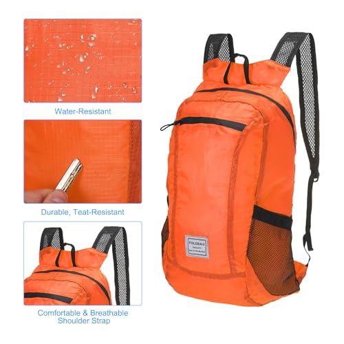 Mochila de senderismo plegable ligera 15L-20L naranja miniatura 4