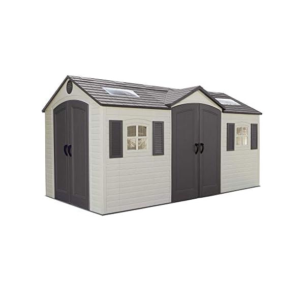 Lifetime 60079 Outdoor Storage Dual Entry Shed, 15 x 8 ft, Desert Sand