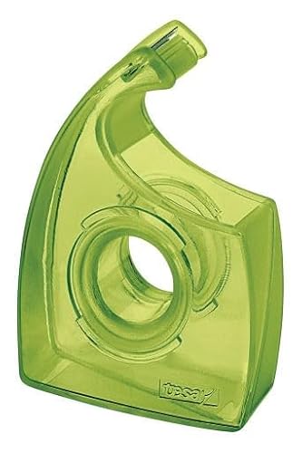 tesa HAND DISPENSER EASY CUT RECYCLED - ergonomischer Handabroller - Gehäuse 100% recycelter Kunststoff aus Produktionsresten - grün - bis 33 m x 19 mm