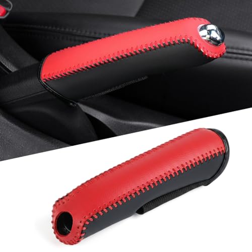 Image of STHIRA Universal Car Handbrake Cover Leather Hand Sewn Brake Lever Protective Elastic Fit for Most Vehicles