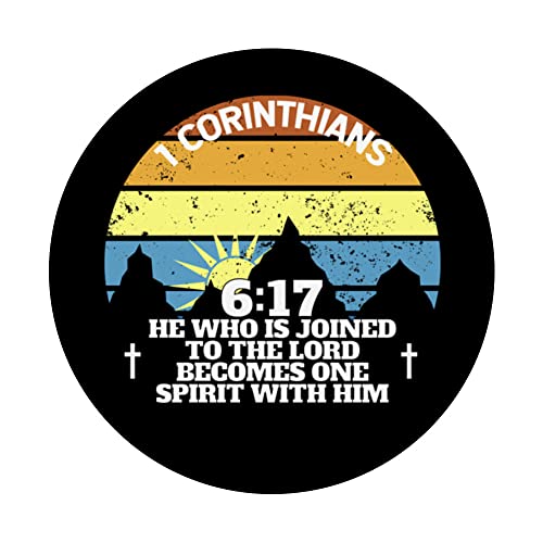 Joined To The Lord 1 Corinthians 6:17 Christian Vintage PopSockets Swappable PopGrip, Black - Image 3
