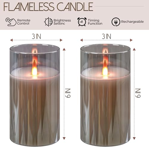 Velas de pilar de vidrio exclusivas con mecha efecto 3D juego de 2 3