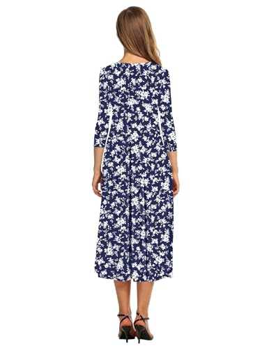 Image of HOTOUCH Women's 3 /4 Sleeve A-line and Flare Midi Long Dress