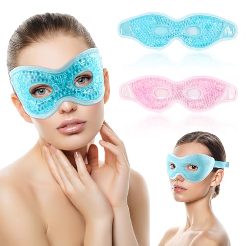 Dokeno Mascara Gel Frio Cara, 2 Antifaz Gel Frio Ojos Máscara de Gel para Ojos Reutilizable Máscara para Dormir para Ojos, Mascarilla Refrescante para los Ojos, Ojos Hinchados, Ojeras