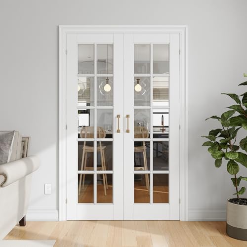 SMARTSTANDARD 56" x 80" Clear Glass French Interior Solid Core Door Slab by SMARTSTANDARD - Used condition - Image 3