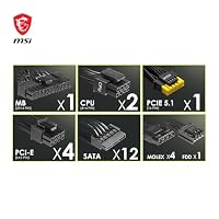 MSI MAG A1250GL PCIE5 Power Supply Unit, 1250W, 80 Plus Gold, ATX 3.1, PCIe 5.1 GPU Support, ATX PSU, Black Flat Cable – Ansicht 7