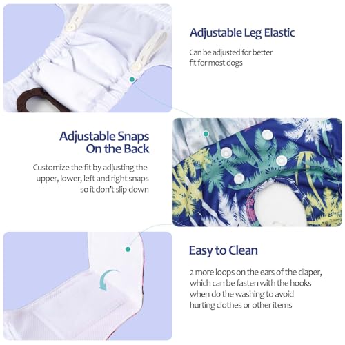 Image of CuteBone Female Dog Diapers with Skirts 3 Pack Reusable Puppy Dresses Pants for Heat Cycle Period