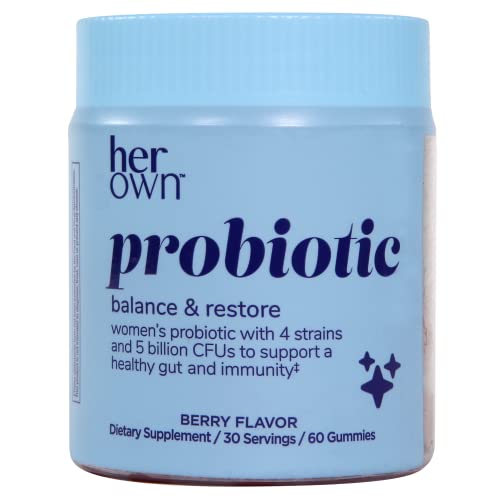 her own Probiotic & Prebiotic Gummy, Supports Digestive Health, Promotes Healthy Gut, Supports Immune Health, 5 Billion CFUs, Gluten and Soy Free, Vegan, 60 Gummies, 60 Servings