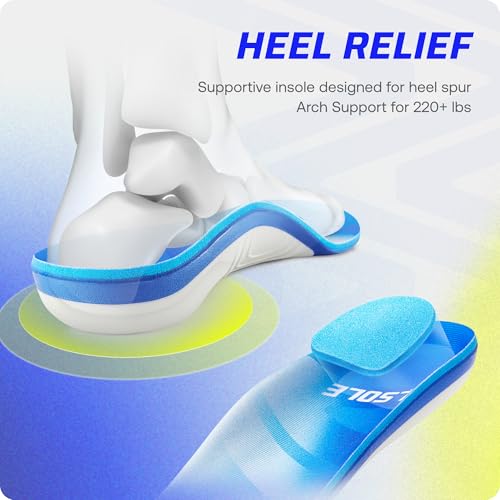 Image of VALSOLE 220+ Lbs Plantar Fasciitis Insoles, Heel Pain Relief Orthotics, High Arch Support Inserts for Flat Feet, Work Boot Insoles for Standing All Day, Absorb Shock with Every Step for Women & Men