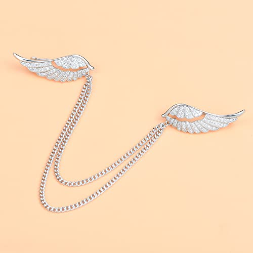 Image of Vintage Guardian Angel Jewelry Golden Crystal Flying Angel Wings Brooch Pin Wedding Bouquet Lapel Pin Jewelry for Women Bridal