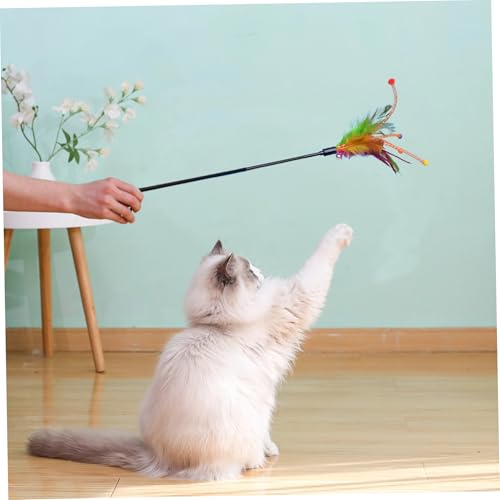 Brinquedo de varinha de gato, 4 peças de varinha interativa para gatos com sino alto, brinquedo de b