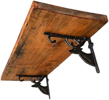 Prateleira Rustica Madeira Maciça 80x30cm Suporte Alce Metal