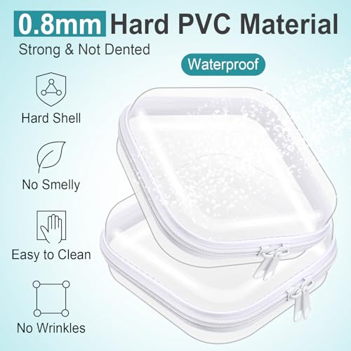 Image of Hoolerry 4 Pcs Hard Clear Zipper Case Makeup Bags Plastic Zipper Pouch Transparent Storage Box Containers for Cosmetics, Snacks, Building Blocks, Puzzles(Clear,5 x 5 x 2 in,White)