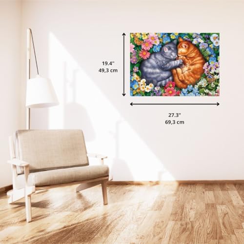 Puzzle 1000 pièces Schmidt Spiele Sommeil aux Pattes de Velours Illustration colorée Chats et roux Paysage Neuf - vue 6