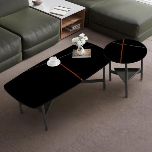 Image of Wakefit Malabar Coffee Table I Marble Finish I Vitrified Tile Top I St Laurent