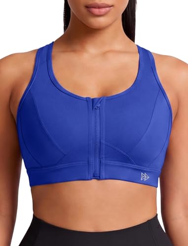 Image of Yvette Zip Front Sports Bra - High Impact Sports Bras for Women Plus Size Workout Fitness Running
