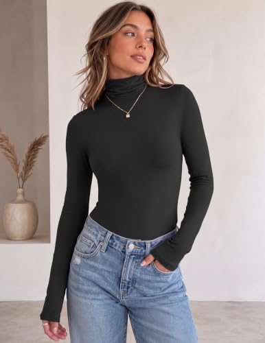 Ekouaer Womens Turtleneck Long Sleeve Shirts Basic Thermal Underwear Tops - image 2