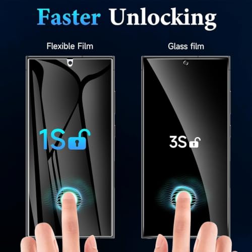 Image of Uyiton 2 Pack Privacy Screen Protector for Samsung Galaxy S23 Ultra (6.8-inch Curved Display) | Anti-Spy HD Clear Flexible Film | Bubble-Free Easy Installation Kit | Scratch Resistant | Case Friendly | Touch Sensitive