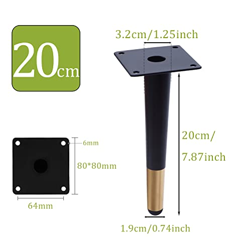 Furniture Feet Set of 4 Metal Legs for Furniture Furniture Legs Cone Vertical Furniture Feet Table Legs Cabinet Feet DIY for Cabinet Chair Coffee Table (20 cm Height) - Image 4