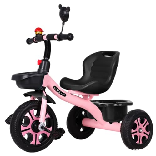子供乗せ自転車 三輪車 キックバイク 三輪車 手押し棒付き 子供自転車 自転車 3輪 赤ちゃん おもちゃ 軽量 (Aモデル,ピンク)