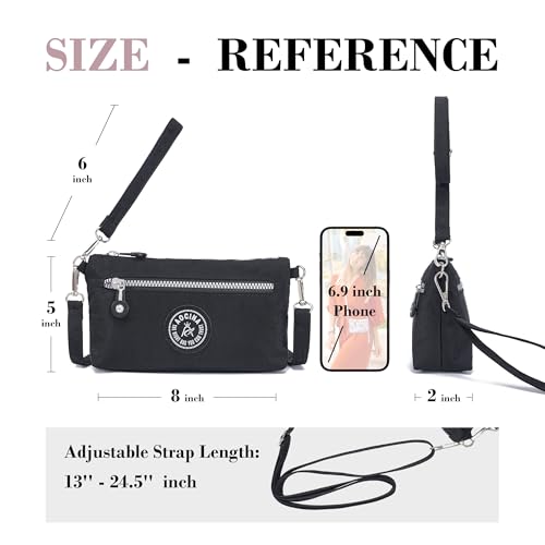 Image of Small Wristlet Wallets for Women Nylon RFID Cross body bag | Cell Phone Purse with Built-In Card Slots for Daily Outings