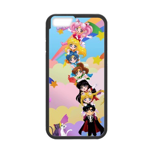iPhone 6 case - [Sailor Moon Series] case for Apple iPhone 6 case PC and rubber TPU cover case,Silicone Case Cover for Apple iPhone 6 (4.7" screen)(Black/white)