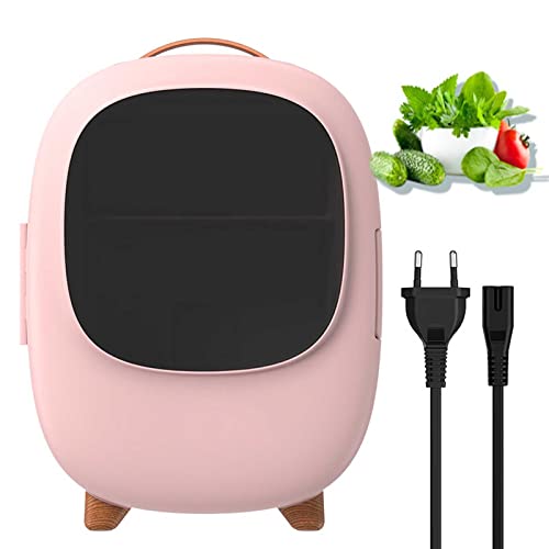 Mini-KüHlschrank, 8l KüHler Und WäRmer Kleiner KüHlschrank-SchranktüR, Tragbarer Ac/Dc-KüHlschrank FüR Hautpflege, Lebensmittel, Medikamente, Schlafzimmer, GeträNke, FrüChte, Reisen,Pink Cover