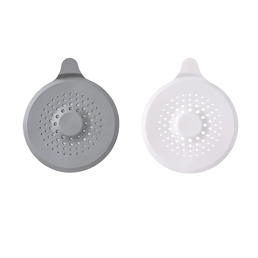 Silicone Drain Strainers, 2 Pcs Silicone Drain Protector, Shower Drain Cover Hair Catcher, Sink Strainer Protector Filter Stopper, with Sucker, for Kitchen, Bathtub and Bathroom