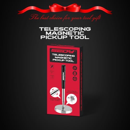 Sedy Telescoping Magnetic Sweeper Pickup Tool: Strong Magnet Pick Up Nails Screws And Metal Parts Nut Bolts Steel Iron Parts Finder 35Lb Pull Capacity Retractable 8.6 Inch To 33 Inch Telescopic Stick thumb #7