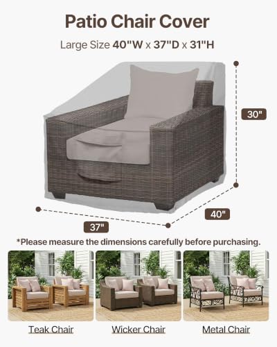 Image of Vailge Patio Chair Covers, Lounge Deep Seat Cover, Heavy Duty and Waterproof Outdoor Lawn Patio Furniture Covers (4 Pack - Large, Grey)