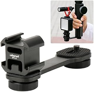 Ulanzi PT-3 Triple Cold Shoe Mounts Plate Microphone Led Video Light Extension Bracket Microphone Stand Rig Compatible for DJI OSMO Mobile 3 2 OM 4 Zhiyun Smooth 4/Feiyu Vimble 2 Gimbal Stabilizer