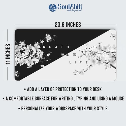 Image of SoulAbiti Minimalist Cycle of Life Art Mouse Pad - 23.6 x 11 Inches Desk Pad - Gaming and Workstation Mat for Illustration Artwork Fans - Non-Slip Rubber Base - Smooth Surface for Precise Control