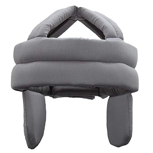 Qchomee Casque de Protection pour Personnes Âgées, Casque de Sécurité Anti-Chute, Chapeau de Protection de Tête Coton Respirant, Chapeau Anti-Collision, Taille Ajustable, Gris, Fermeture Velcro