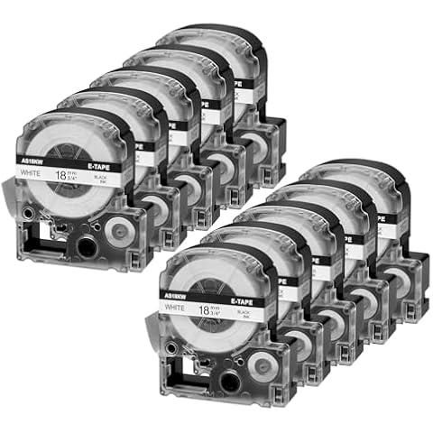 USUPERINK 10 Pack Compatible for LabelWorks Label Maker Tape LK-5WBN LC-5WBN LC-5WBN9 SS18KW 3/4" 18mm 0.7" Black on White Label Tape for LabelWorks LW-400 LW-500 LW-700 LW-900P Label Maker Cover