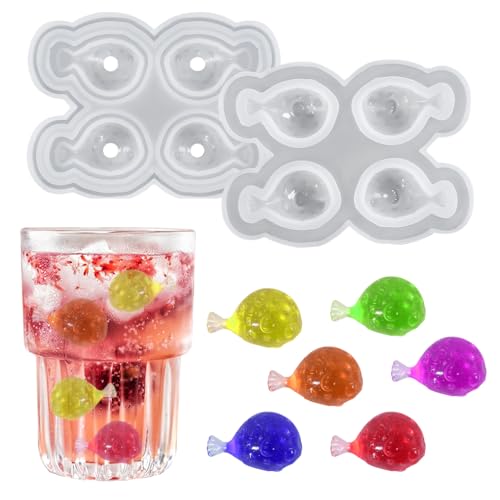Molde para hielo de silicona 3D forma de pez 4 cavidades miniatura 1