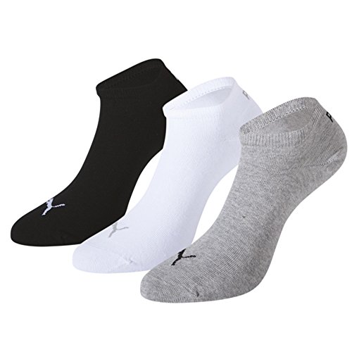 PUMA Damen Puma Unisex Sneaker Plain 3p Socken, Grau / Weiß Schwarz, 43-46 EU