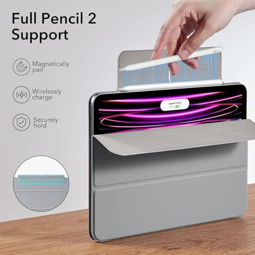 Image of ESR for iPad Pro 12.9 inch Cover (2022 /2021 /2020, 6th /5th /4th Generation), iPad Air 13 inch Case 2025 /2024, Convenient Magnetic Attachment, 2-Way Stand, Rebound Magnetic Case, Grey