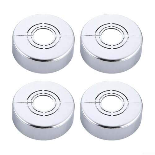 Eawfgtuw Verstellbares ABS-Duschrohr-Abdeckungs-Set für Duschkopf oder Eckventil, schneidbar von 4/6 Punkten bis 2,5 cm, einfache Snap-On-Installation, Silberfarben