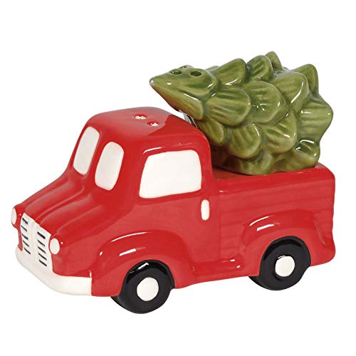 Enesco 6007420 Our Name is Mud Country Living Red Truck and Tree Salt and Pepper Shaker Set, 2.24 Inch, Multicolor