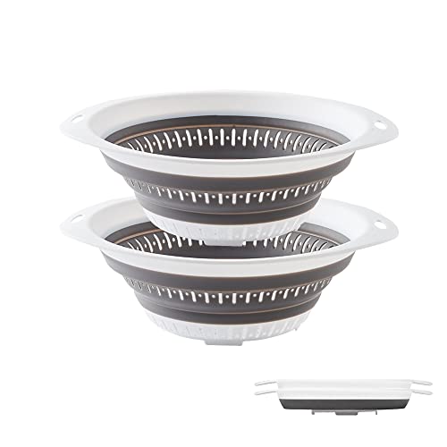 Collapsible Colander, 2Pcs Silicone Food Strainer, Quick Drainage,Bpa Free,Dishwasher-Safe,Pasta Strainer For Draining Pasta,Vegetable And Fruit (Gray) #TOP2
