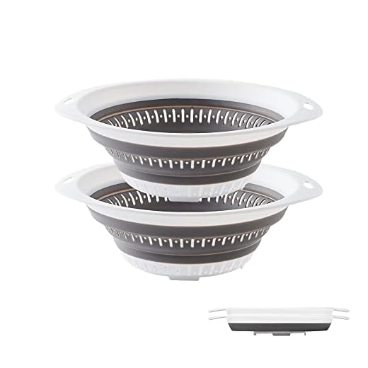 Collapsible Colander, 2pcs Silicone Food Strainer, Quick Drainage,BPA Free,Dishwasher-Safe,Pasta strainer for Draining Pasta,Vegetable and Fruit (Gray)