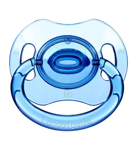 Landofgenie Large Shield Adult Size Pacifiers Bone Shape Transparent Design Pacifier Blue