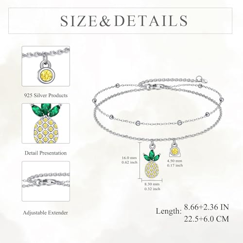 Image of VONALA Evil Eye Anklet 925 Sterling Silver Irish Celtic Knot /Witches Knot /Claddagh /Infinity Heart /Butterfly /Pineapple Chain Hotwife Anklet Foot Ankle Jewerly Gift for Women Mother Wife Sisters