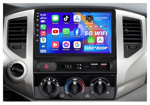 [4Core 64GB ROM] Car Radio Stereo for Toyota Tacoma 2005-2015:9 inch 1280 * 800 Touch Screen 5GWiFi Wireless Carplay & Android Auto HD Backup Camera GPS SWC FM/RDS Bluetooth