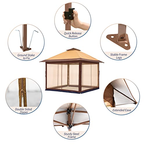 Outdoor Living Suntime Instant Pop Up Patio Gazebo With Full Netting For Family Parties And Outdoor Activities(Netting Sidewalls) #TOP5