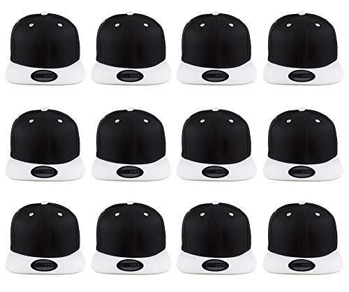 Image of Gelante Plain Blank Flat Brim Adjustable Snapback Baseball Caps Wholesale LOT 12 Pack