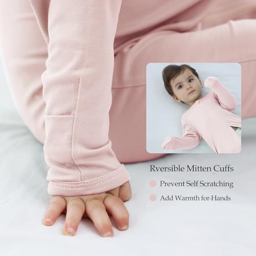 Rayon from Bamboo Baby Pajamas, Baby Sleeper with Mitten Cuffs and 2 Way Zipper, Rompers for Baby Boy Girls 0-24 Months3